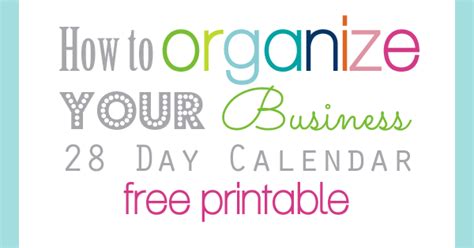 Clean Life And Home How To Organize Your Business In 28 Days Calendar