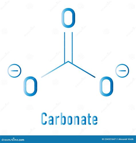 Carbonate Anion, Chemical Structure. Skeletal Chemical Formula Stock