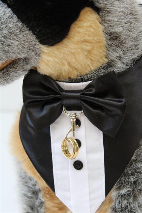 Black Ring Bearer Tuxedo Bandana Dog Wedding Attire Extra Etsy In