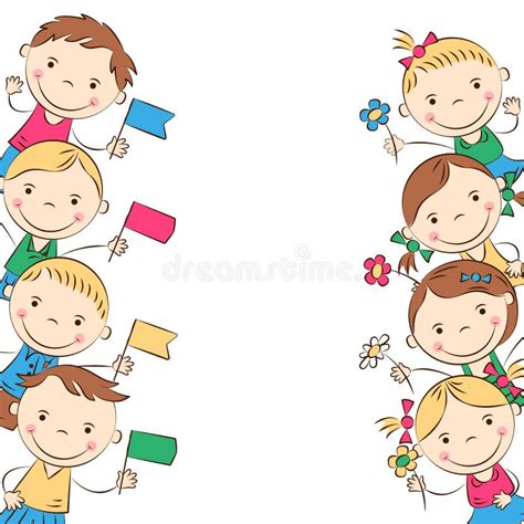 Happy Cartoon Children Stock Vector Illustration Of Small 119787128
