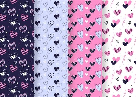 Free Vector Drawn Valentines Day Patterns Pack