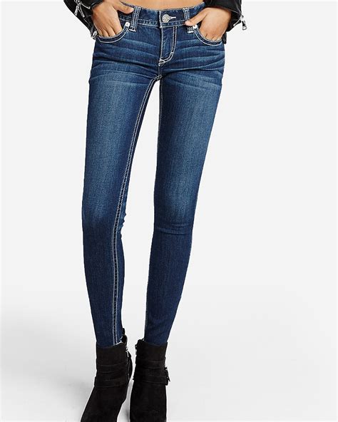 Low Rise Contrast Thick Stitch Stretch Jean Leggings Express