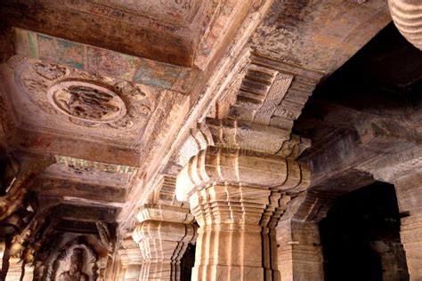 Columns In Cave Temples Of India Stock Photo Image Of Geometrical