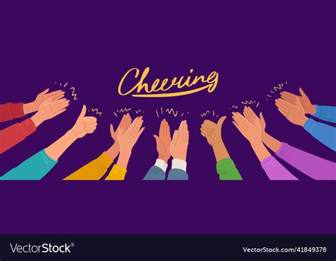 Applause Cheering Concept Crowd Cheers And Clap Vector Image