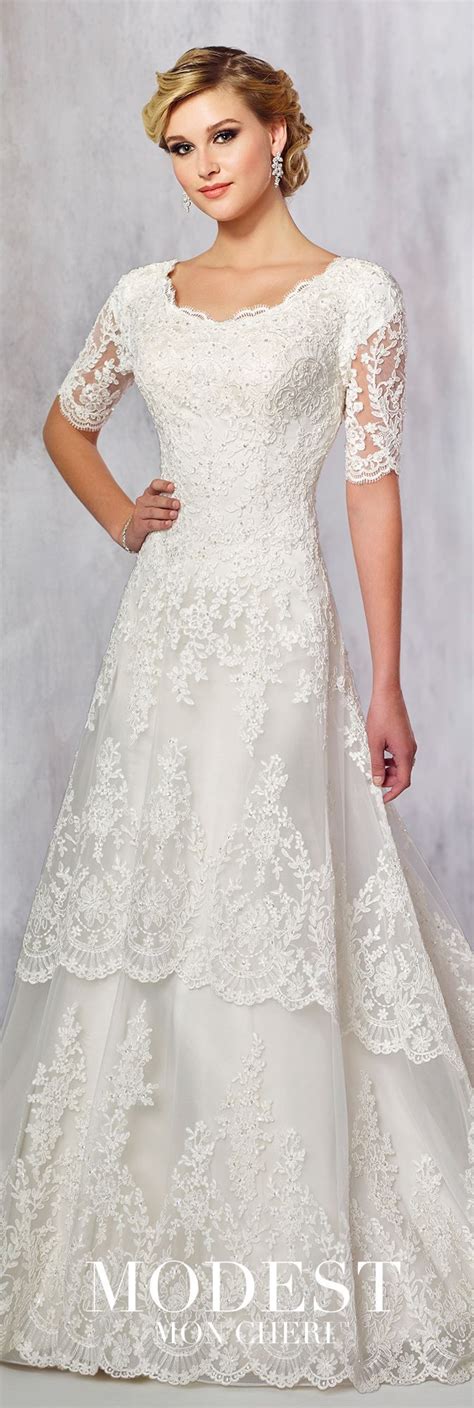 Gothic black wedding dress ball gown off shoulder short sleeve beading lace gown. Modest Wedding Dresses Fall 2017 Collection - Style ...