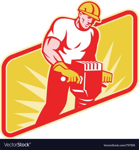 Construction Worker Jackhammer Royalty Free Vector Image