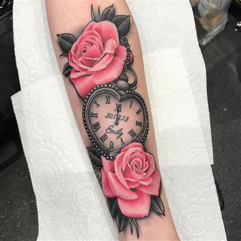 Greater symbolism of lock and key tattoos might imply end of an old life, locked away, and separation from one's past, besides the intimacy allusions they can contain. Heart shaped pocket watch and pink roses done today on ...