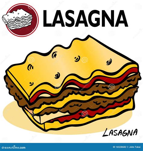 Lasagna Cartoon Drawing Lasagna Illustration Stock Vector