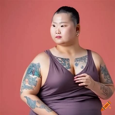 portrait of an asian woman with shaved hair and tattoo