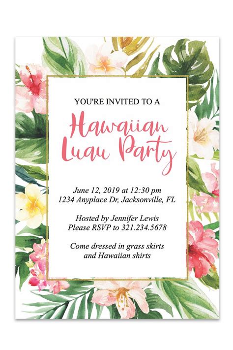 Hawaiian Printable Party Invitation Chicfetti Party Invitations