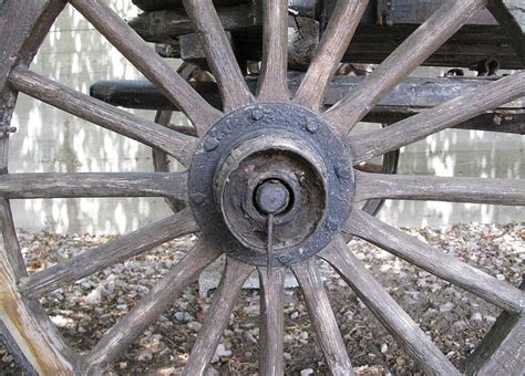 Wheel Wagon Old Wooden Hub Spokes Antique Transportation Wood