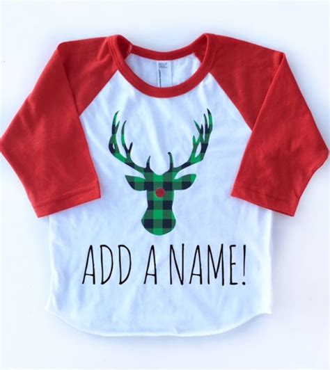 Kids Christmas Shirt Reindeer Shirt Personalized Christmas Etsy