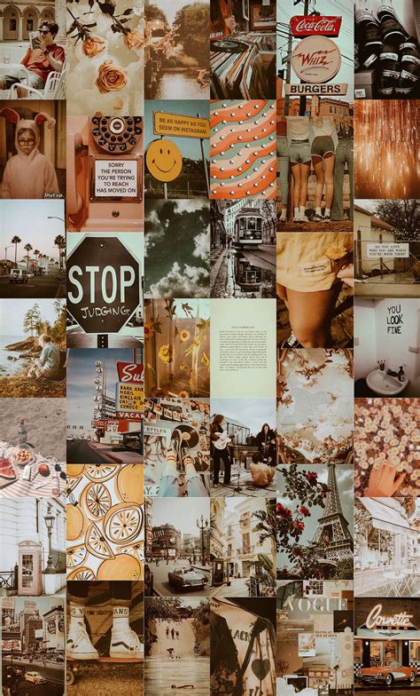 Dreamy Vintage Wall Collage Kit Boho Aesthetic Wall Collage Vsco