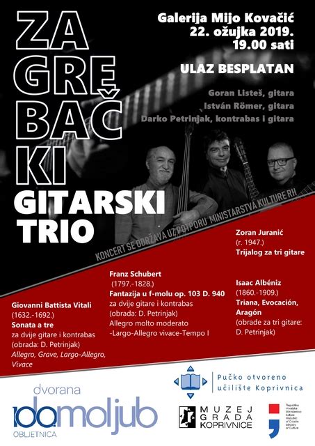 Najavljujemo Zagrebački Gitarski Trio Nastupa U Koprivnici