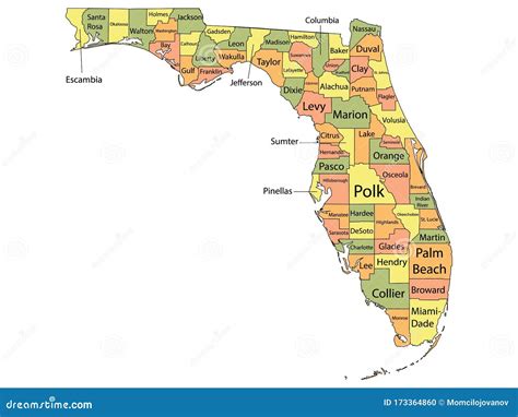 Mapa Del Condado De Florida Ilustración Del Vector Ilustración De