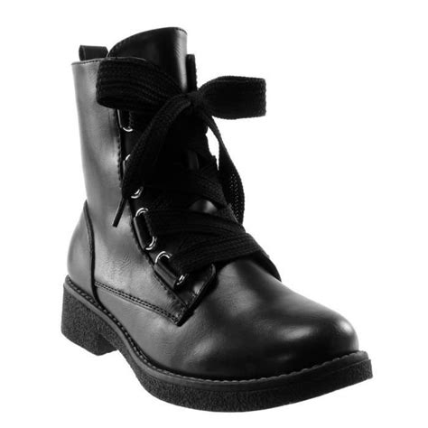 Günstige preise & mega auswahl für bottine. Botte Mode Bottine Rangers Motard Femme Lacets Talon Bloc ...