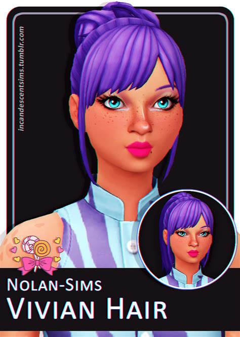 Candy Shoppe Recolours Nolan Sims Vivian Hair V1 Bun V2 Ponytail