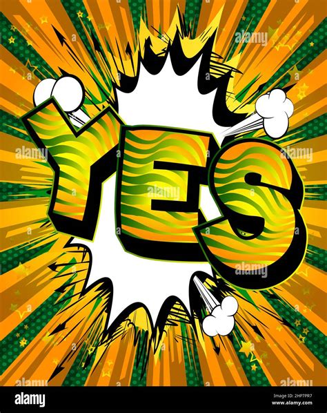 Yes Comic Book Word Text On Abstract Comics Background Stock Vector