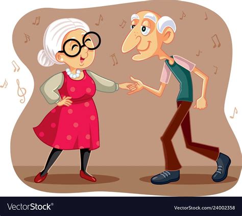 Funny Elderly Couple Dancing Cartoon Royalty Free Vector Couple Dancing
