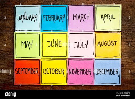 Set Of Twelve Months January February March April May June July