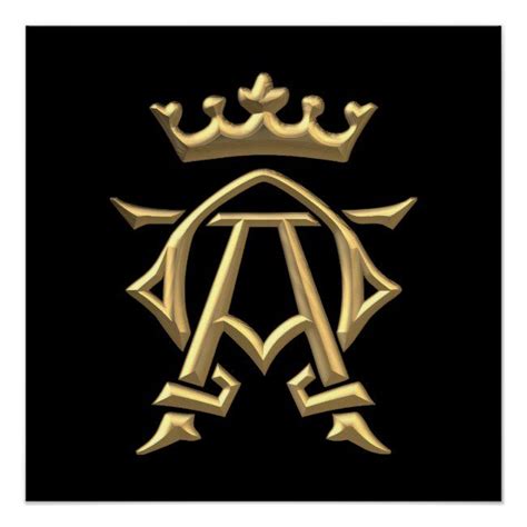 Golden 3 D Alpha And Omega W Crown Symbol Poster Zazzle Alpha And Omega Symbols Crown