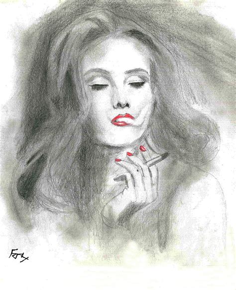 Vintage Woman Drawing By Firas Alkhader Fine Art America