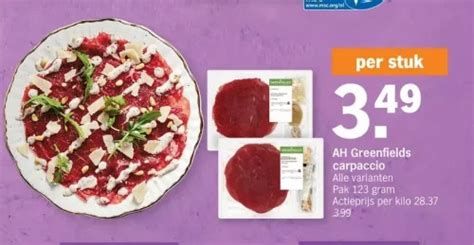 Ah Greenfields Carpaccio Promotie Bij Albert Heijn