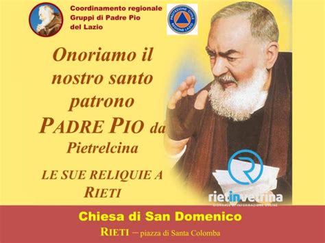 Le Reliquie Di San Pio Il 14 Novembre A Rieti Protezione Civile E