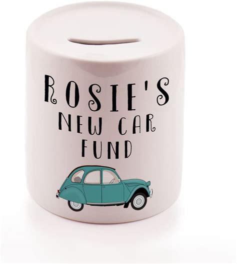 Personalised Any Name New Car Money Jar Ceramic Money Pot T