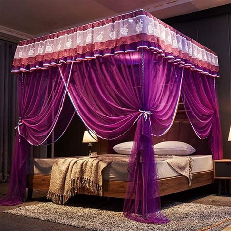 Mengersi 4 Corners Post Canopy Bed Curtain For Girls