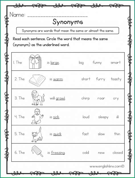 Second Grade Synonyms And Antonyms Worksheet Grade 2 Worksheet Resume