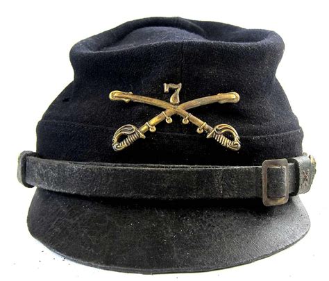 Civil War 1861 65 Civil War 7th Cavalry Crossed Sabers Hat Cap Kepi