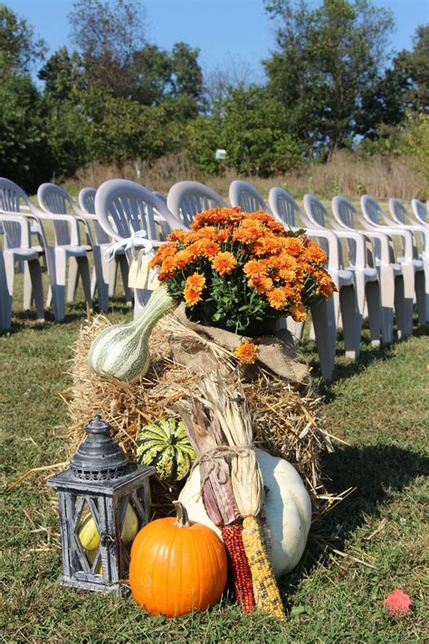 Fall Aisle Marker Included Straw Bale Mums Pumpkins Indian Corn