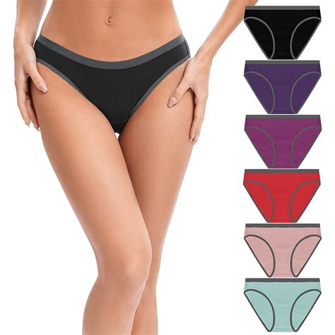 Pokarla Womens Hi Cut Bikini Panties Soft Stretch Cotton Underwear Hipster Ladies Briefs 6 Pack