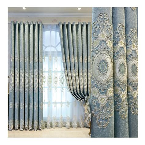 Luxurious European Chenille Embroidered Curtain Ready Made Embroidery
