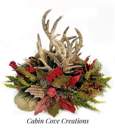 Rustic Woodlands Christmas Centerpiece With Deer Antlers Etsy