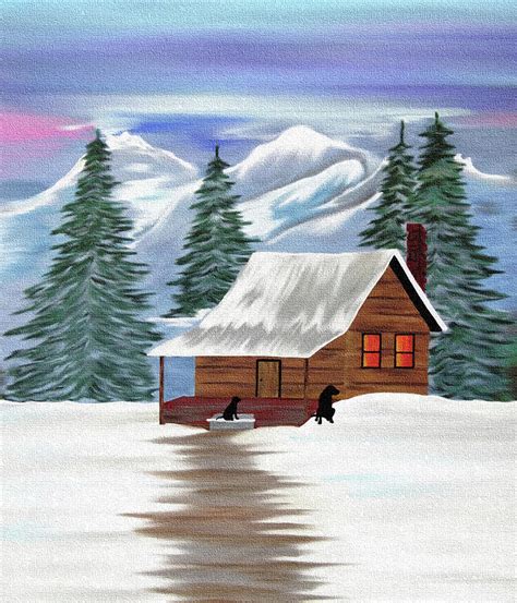 Cabin In The Woods Painting By Black Dog Art Judy Burrows