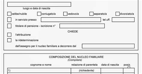 Recapito Di Roma Modello Di Domanda Assegno Per Il Nucleo Familiare
