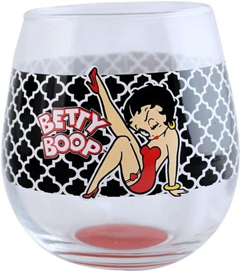 Betty Boop Stemless Wine Glass Single Clear Wine Glasses
