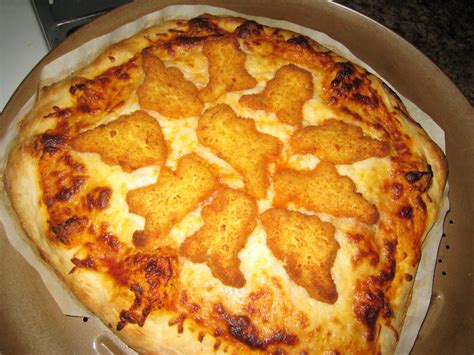 There isn't any certain way to create this fun plate of veggies, all you need is a love of creativity, veggies, and tyson's dinosaur chicken nuggets. Pictures of my Dinner: Dinosaur chicken nuggets pizza