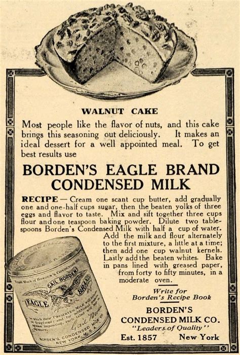 1912 Ad Bordens Condensed Milk Co Eagle Walnut Cake Original Tin5