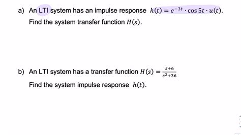 Example Transfer Function From Impulse Response Youtube