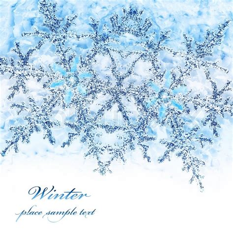 Snowflake Blue Decorative Border Beautiful Blue Cold Frozen Snow