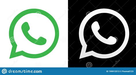 Whatsapp Logo Icon Black White And Green Color Editorial Stock Photo