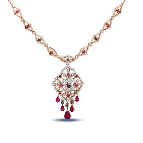 Magnificent Diamond Necklace Shimmering With Gemstones Caratlane