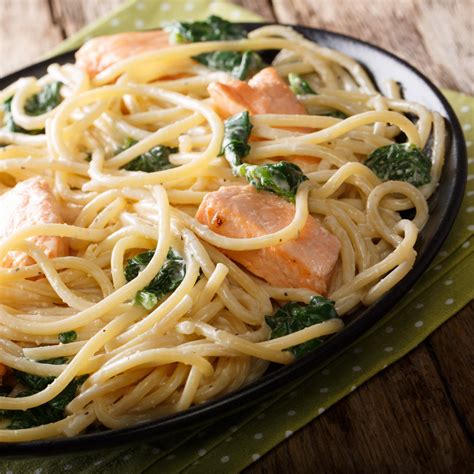 A food made from flour, water, and sometimes egg, that is cooked and usually served with a…. Recept: Pasta met zalm, spinazie en cherrytomaten | FIT.nl