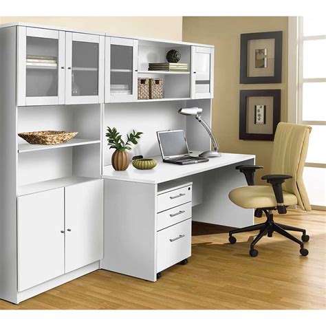 Unique Furniture 100 Series White Executive Office Desk With Hutch