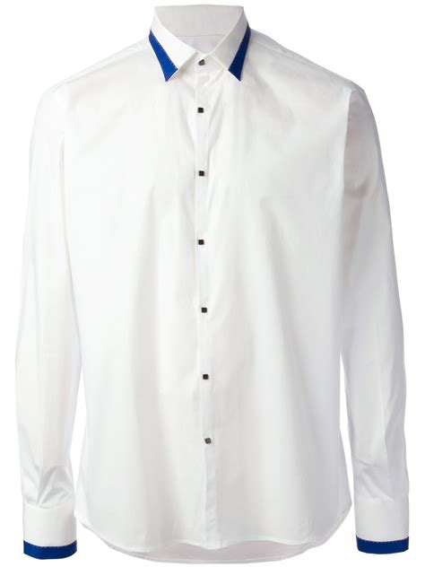 Lagerfeld Contrast Collar Shirt In White For Men Lyst