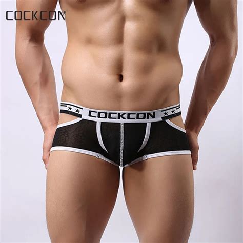 Cockcon Men Underwear Sexy Lace Boxers U Convex Pouch Mesh Sexy Lingerie Men Boxer Shorts
