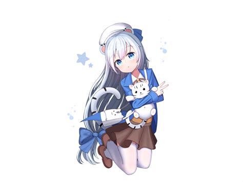 Desktop Wallpaper White Hair Cute Jump Anime Girl Hd